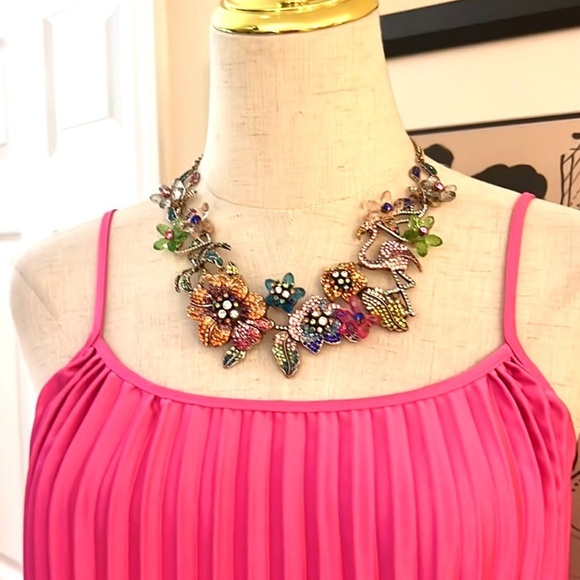 VTG Natasha,Flora & Fauna Vibrant  Statement Necklace,Perfect! Coastal Topical - Picture 1 of 7